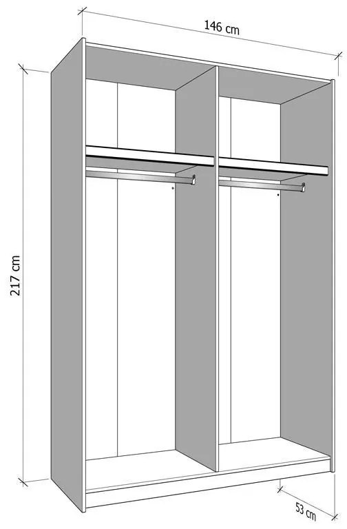 Ντουλάπα Gard 150 OG με Καθρέφτη Λευκό 146x61x218 εκ. 146x61x218 εκ.