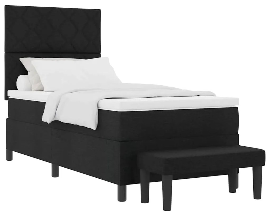 vidaXL Κρεβάτι με ελατήρια με στρώμα Μαύρο 100 x 200 cm ύφασμα