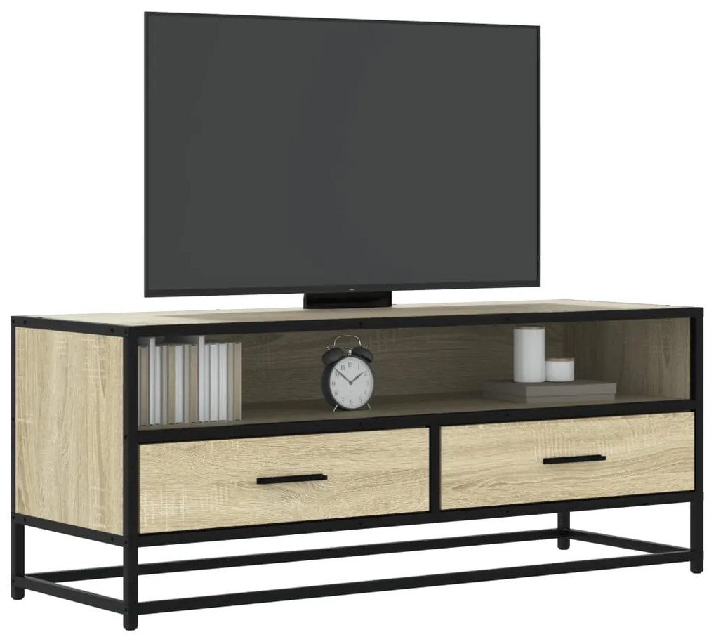 vidaXL Έπιπλο Τηλεόρασης Sonoma Δρυς 100x34,5x40 εκ Επεξ. Ξύλο/Μέταλλο