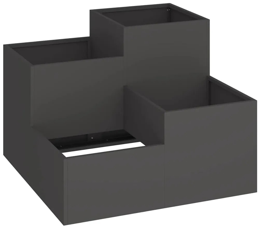 vidaXL Γλάστρα Κήπου Μαύρο 80 x 80 x 60 εκ. Ατσάλι