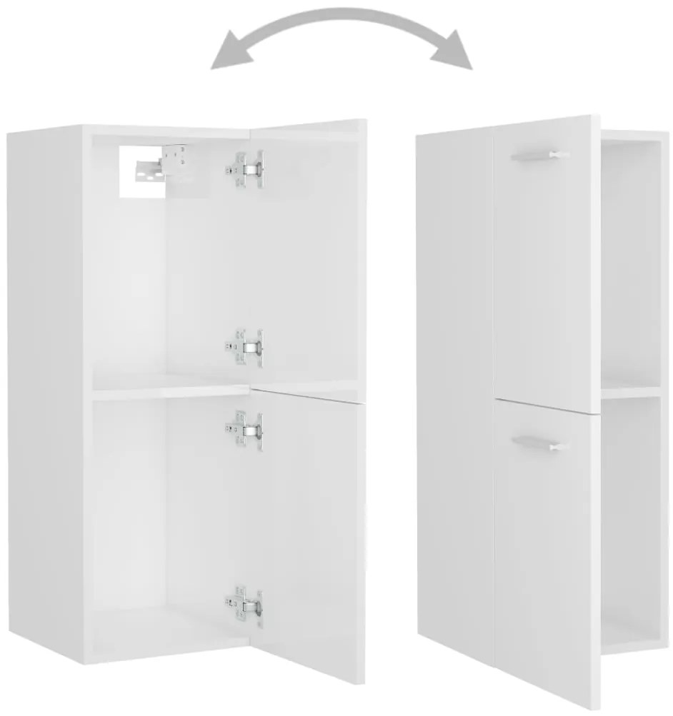 vidaXL Ντουλάπι Μπάνιου Γυαλιστερό Λευκό 30x30x80 εκ. από Επεξ. Ξύλο