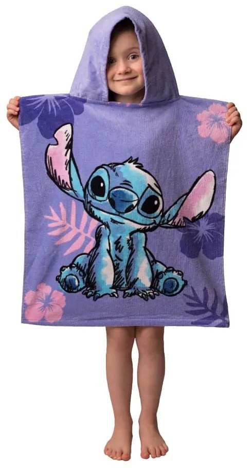Borea Παιδικό Πόντσο Βαμβακερό Βελούδινο Stitch 320gsm 50 x 115 cm Ροζ