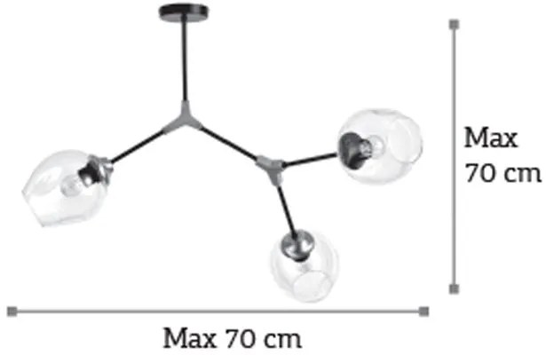 Φωτιστικό οροφής InLight 6129-3 3φωτο-Νίκελ - Μαύρο