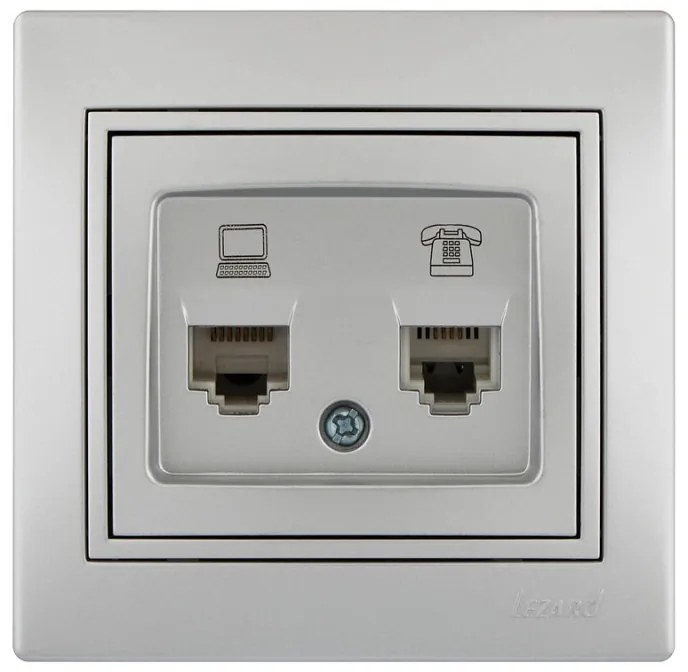 Lezard Πρίζα RJ11+RJ45 Cat 6 Ασημί Mira (Πλήρης) 701.1010144