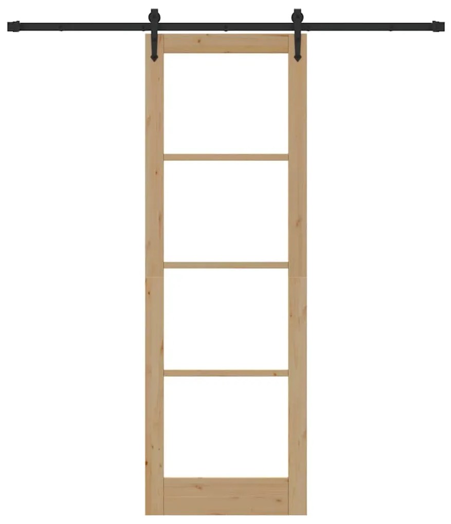 vidaXL Συρόμενη Πόρτα Χειροκίνητος Καφέ 78 x 232 cm Ξύλο και μέταλλο