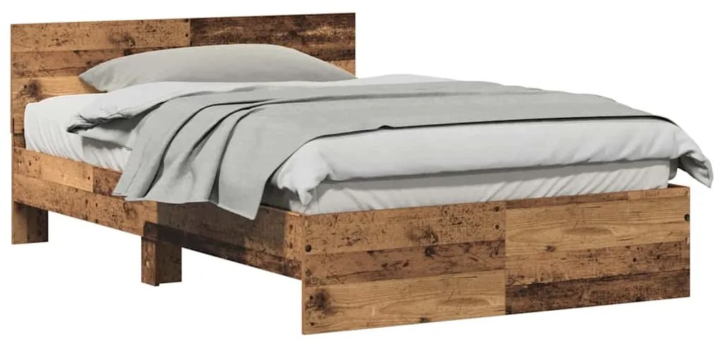 vidaXL Κρεβάτι με Κεφαλάρι Παλιό Ξύλο 120 x 190 cm Επεξεργασμένο ξύλο