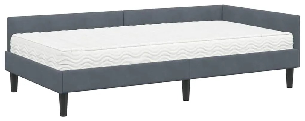 vidaXL Κρεβάτι γωνίας με στρώμα Άλλο με κεφαλάρι 2 pcs Γκρι Βελούδο