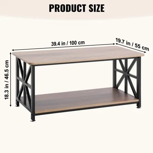 VEVOR 40&quot; Farmhouse Coffee Table Rectangle Table with Open Storage Compartment