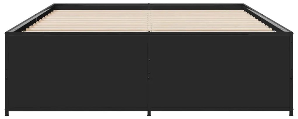 vidaXL Πλαίσιο Κρεβατιού Μαύρο 140 x 190 εκ. Επεξ. Ξύλο &amp; Μέταλλο