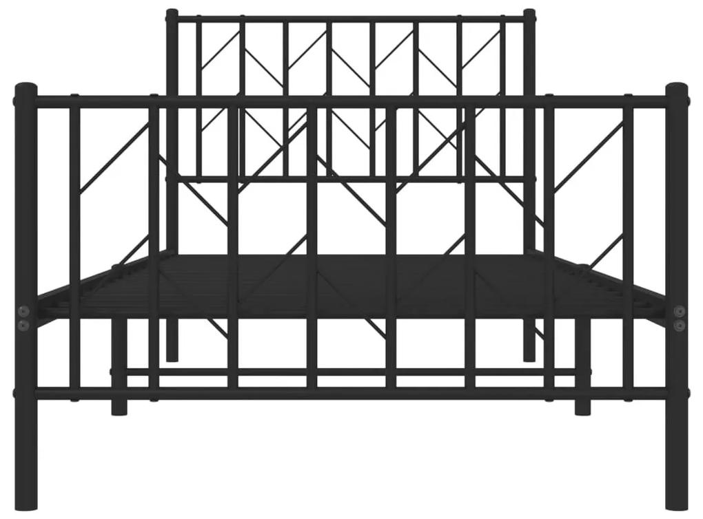 Πλαίσιο Κρεβατιού με Κεφαλάρι&amp;Ποδαρικό Μαύρο 90x190 εκ. Μέταλλο - Μαύρο
