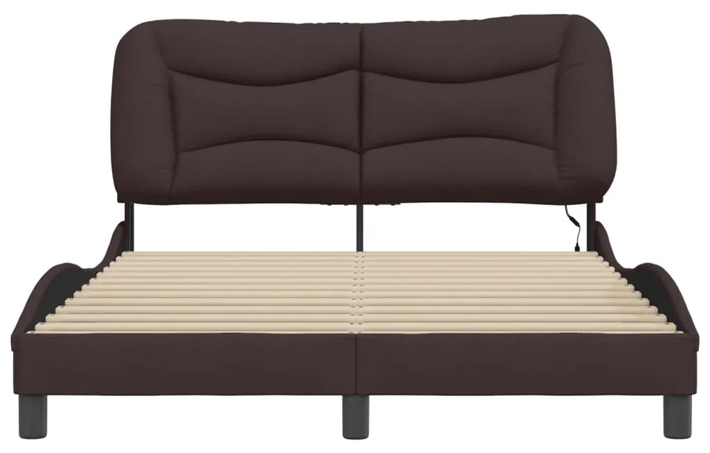 Σκελετός Κρεβατιού με LED Χωρίς Στρώμα Καφέ 140x200 εκ. 3213707