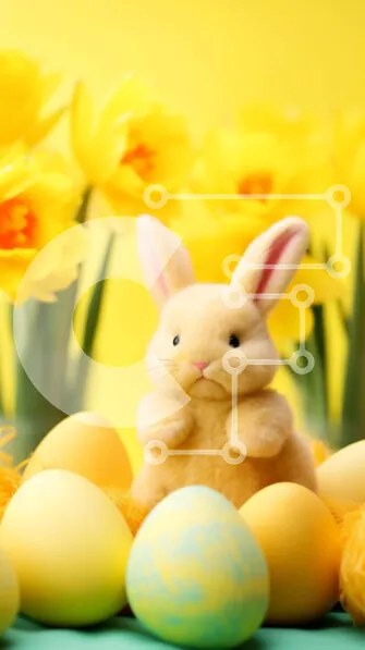 Intra Συλλεκτικό Ξύλινο Παζλ Plywood 4mm - Πασχαλινό λαγουδάκι με κίτρινα αυγά και νάρκισσους Σε Ξύλινο Κουτί - Διαστάσεις: 10x10 cm – 25 κομμάτια