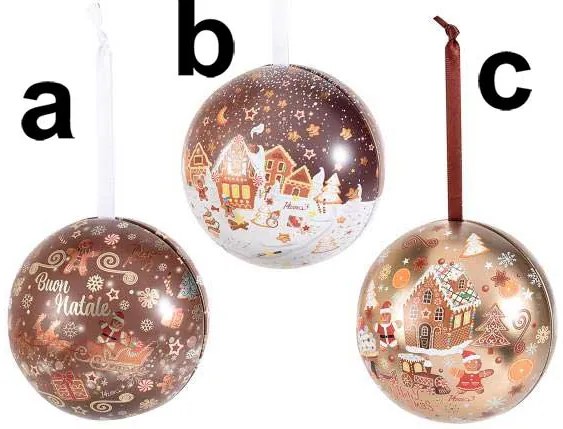 Μεταλλική Χριστουγεννιάτικη Μπάλα 9cm Ανοιγόμενη σε 3 σχέδια 532958 (c)