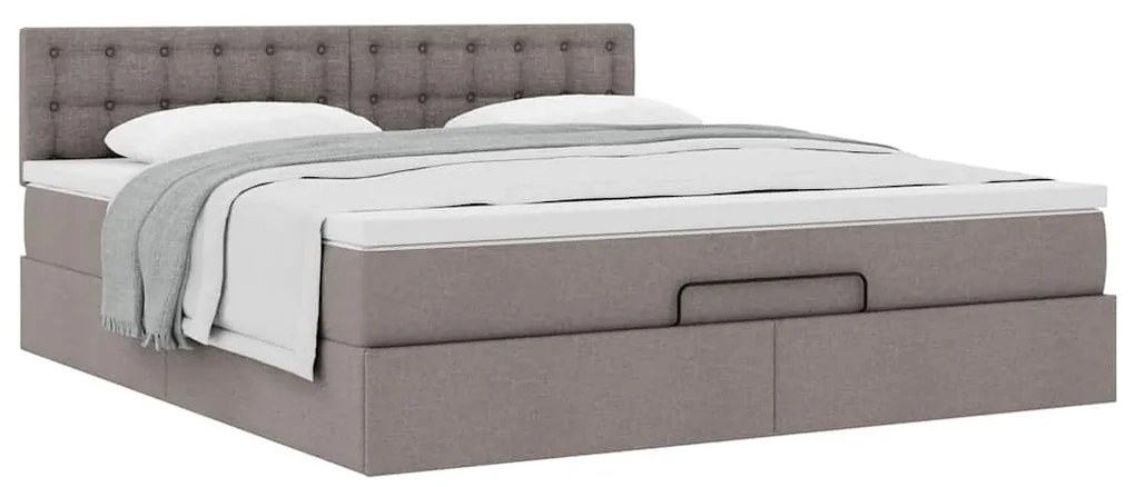 vidaXL Οθωμανικό κρεβάτι με στρώμα Taupe 160x200cm ύφασμα