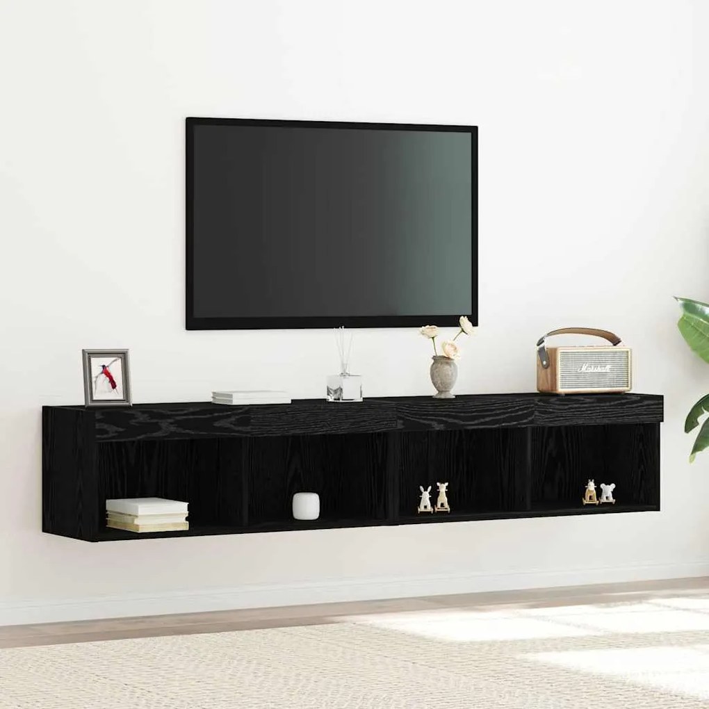 vidaXL Ντουλάπι TV 2 pcs Μαύρη δρυς 80 x 30 x 30 εκ Επεξεργασμένο ξύλο