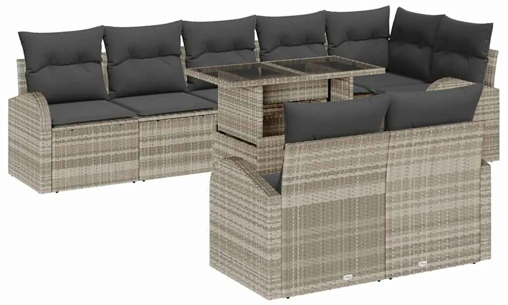 vidaXL Σετ Καναπέ Κήπου 9 pcs Ανοιχτό γκρι 100 x 55 x 73 εκ