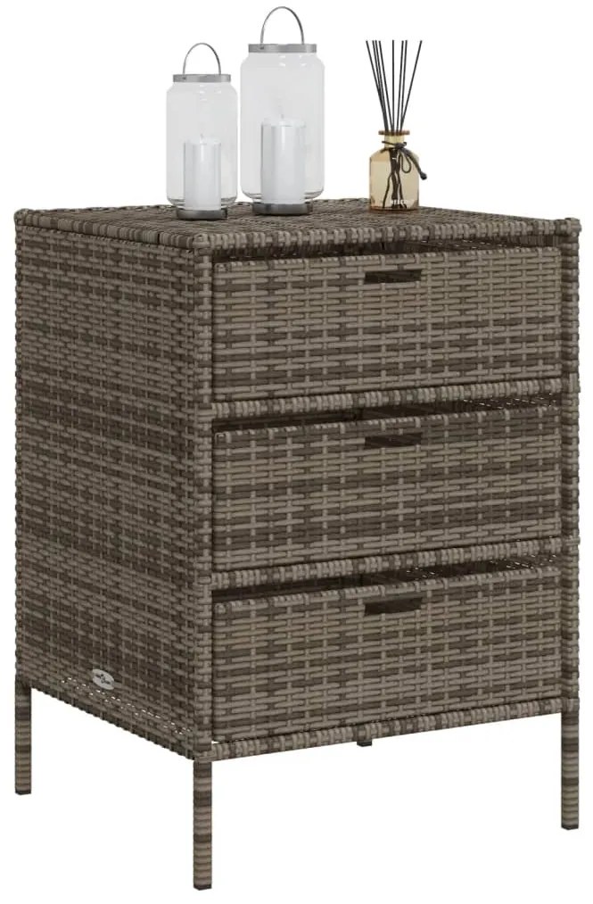 vidaXL Ντουλάπι Αποθήκευσης Κήπου Γκρι 55x59x80 εκ. Συνθετικό Ρατάν