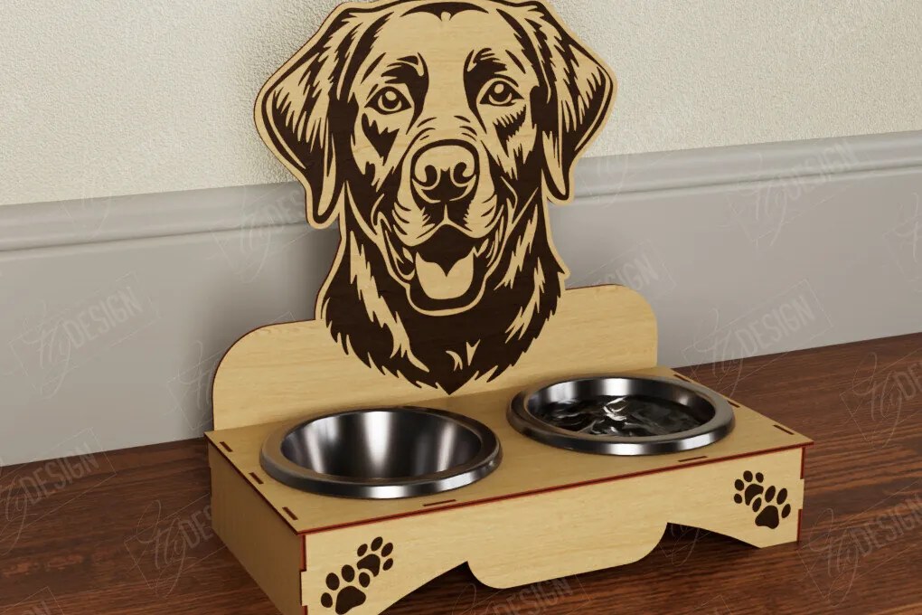 Intra απο ξύλο plywood Χρώμα wenge 3mm-4mm πάχος - Βάση μπολ τροφής για σκύλους | Θήκη για μπολ φαγητού Δίασταση 30x20 cm INTRAFABR-74984779