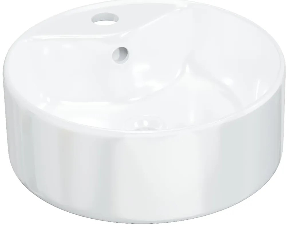vidaXL Νιπτήρας Στρογγυλός Λευκός 40 x 14,5 εκ. Κεραμικός