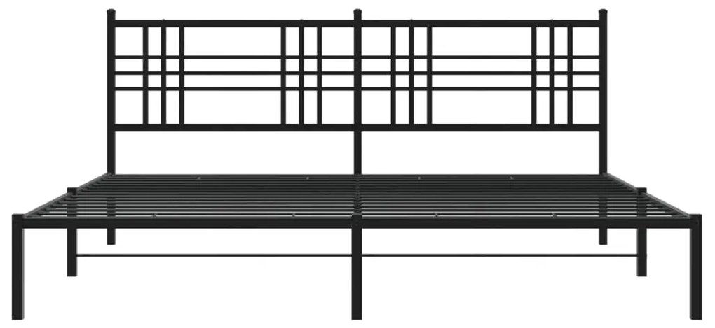vidaXL Πλαίσιο Κρεβατιού με Κεφαλάρι Μαύρο 193 x 203 εκ. Μεταλλικό