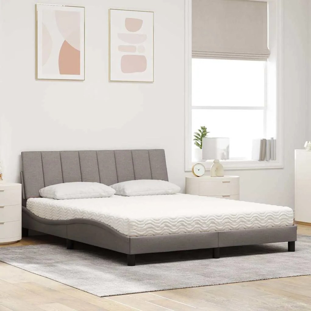 vidaXL Κρεβάτι Taupe 160x200 εκ. Υφασμάτινο