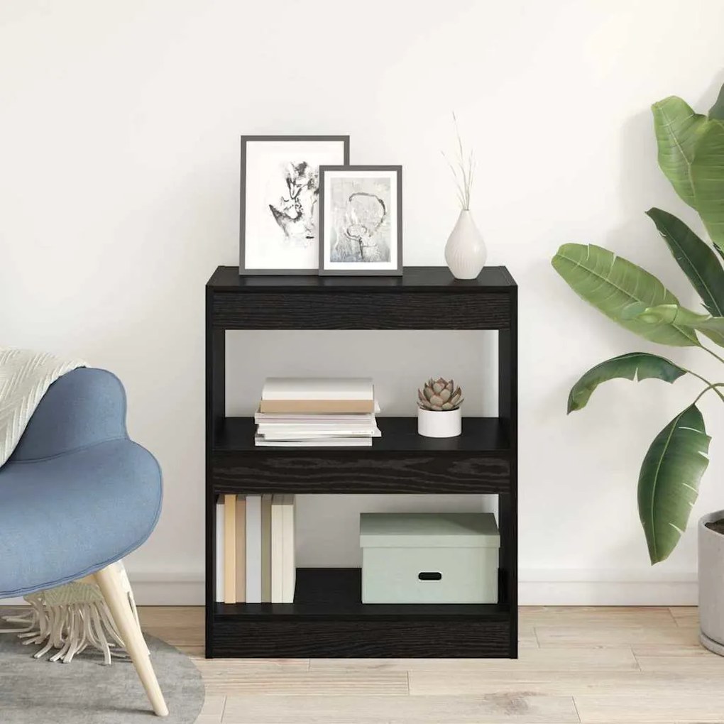 vidaXL Βιβλιοθήκη Μαύρη δρυς 60 x 30 x 72 εκ. Επεξεργασμένο ξύλο