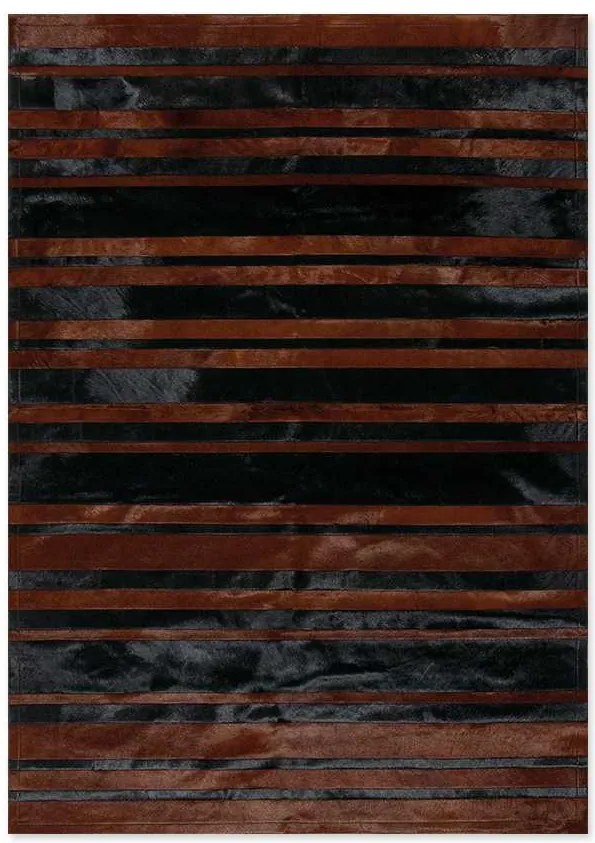 Δερμάτινο Χειροποίητο Χαλί Skin Stripes Black-Brown