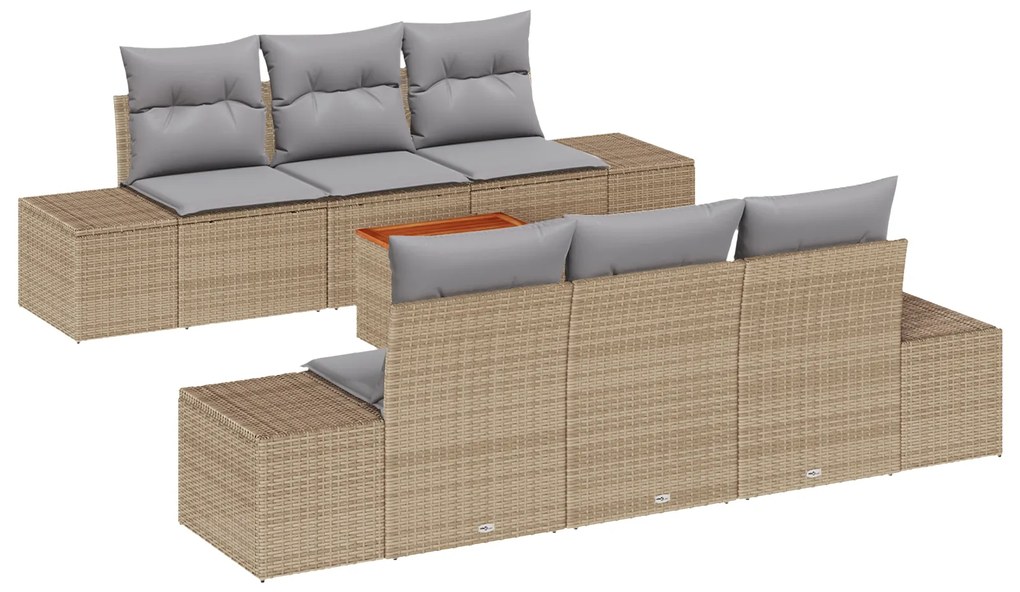 vidaXL Σετ Σαλονιού Κήπου 7 pcs Beige, ανοιχτό γκρι 55 x 55 x 37 εκ