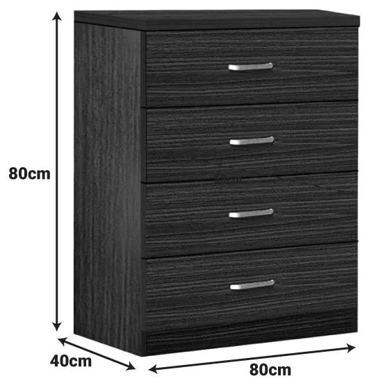 Συρταριέρα Killian με 4 συρτάρια zebrano 80x40x80εκ 80x40x80 εκ.