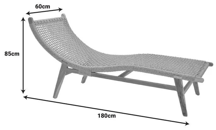 Ξαπλώστρα Rebelise σκελετός teak ξύλο και σχοινί σε φυσική απόχρωση 60x180x85εκ 60x180x85 εκ.