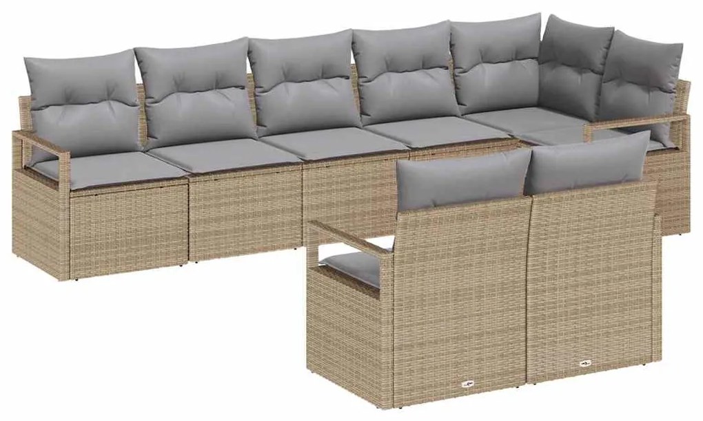 vidaXL Σετ Καναπέ Κήπου 8 pcs Μπεζ Πολυ ράταν