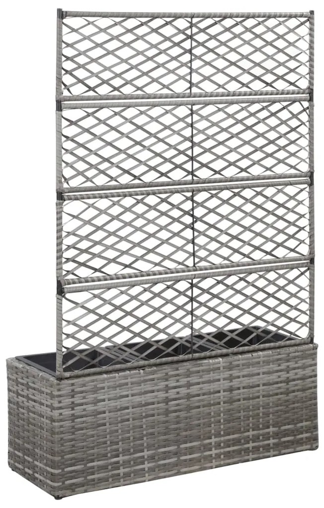 vidaXL Ζαρντινιέρα Υπερυψωμένη+Καφασωτό Γκρι 83x30x130 εκ. Συνθ. Ρατάν