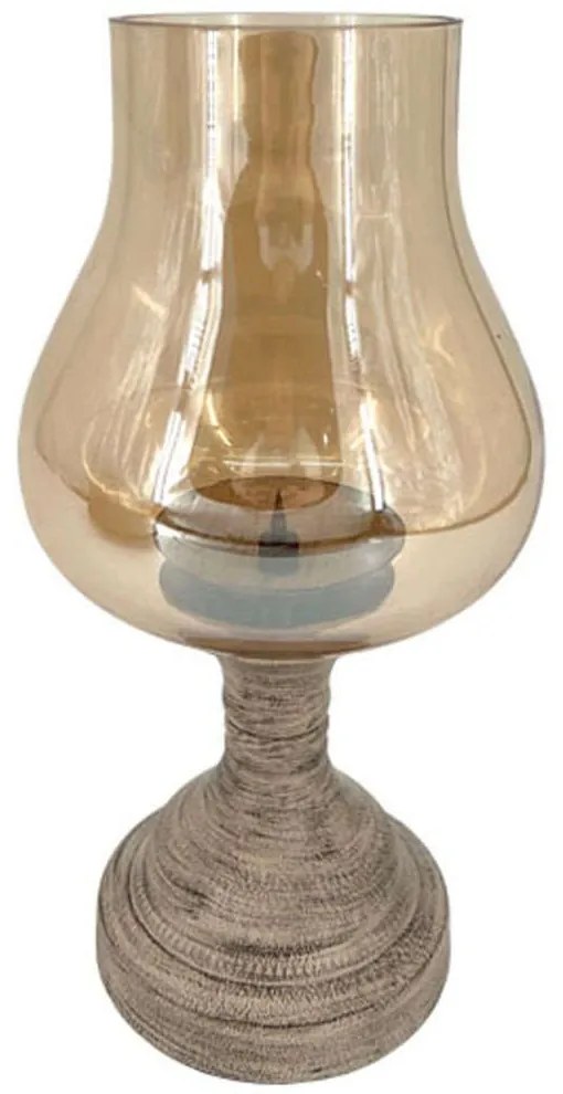 Κηροπήγιο Λάμπα 15-00-23989 Φ16x31cm Ecru Marhome Metal, Glass