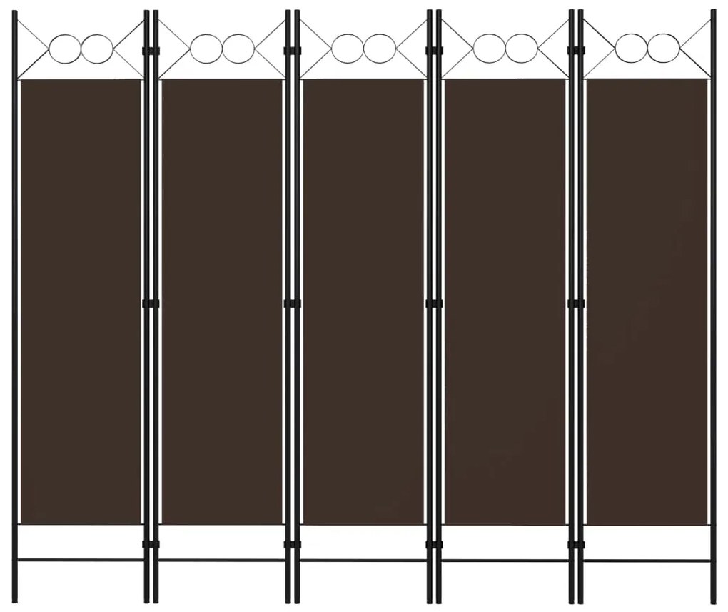 vidaXL Διαχωριστικό Δωματίου με 5 Πάνελ Καφέ 200 x 180 εκ.