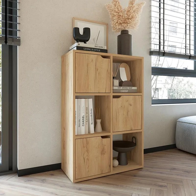 Βιβλιοθήκη Bookel μελαμίνης σε oak απόχρωση 59.5x27.5x89εκ 59.5x27.5x89 εκ.