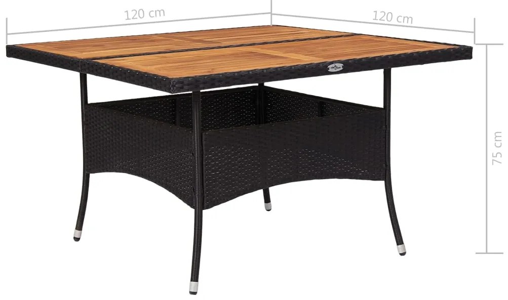 vidaXL Τραπεζαρία Εξωτ. Χώρου Μαύρη από Συνθ. Ρατάν/Μασίφ Ξύλο Ακακίας