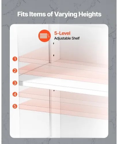 VEVOR Wooden Bathroom Floor Cabinet Storage 3-Tier with Adjustable Shelf White