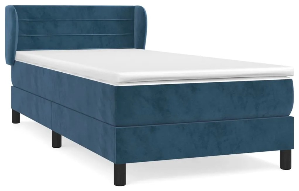 vidaXL Κρεβάτι Boxspring με Στρώμα Σκούρο Μπλε 80 x 200 εκ. Βελούδινο