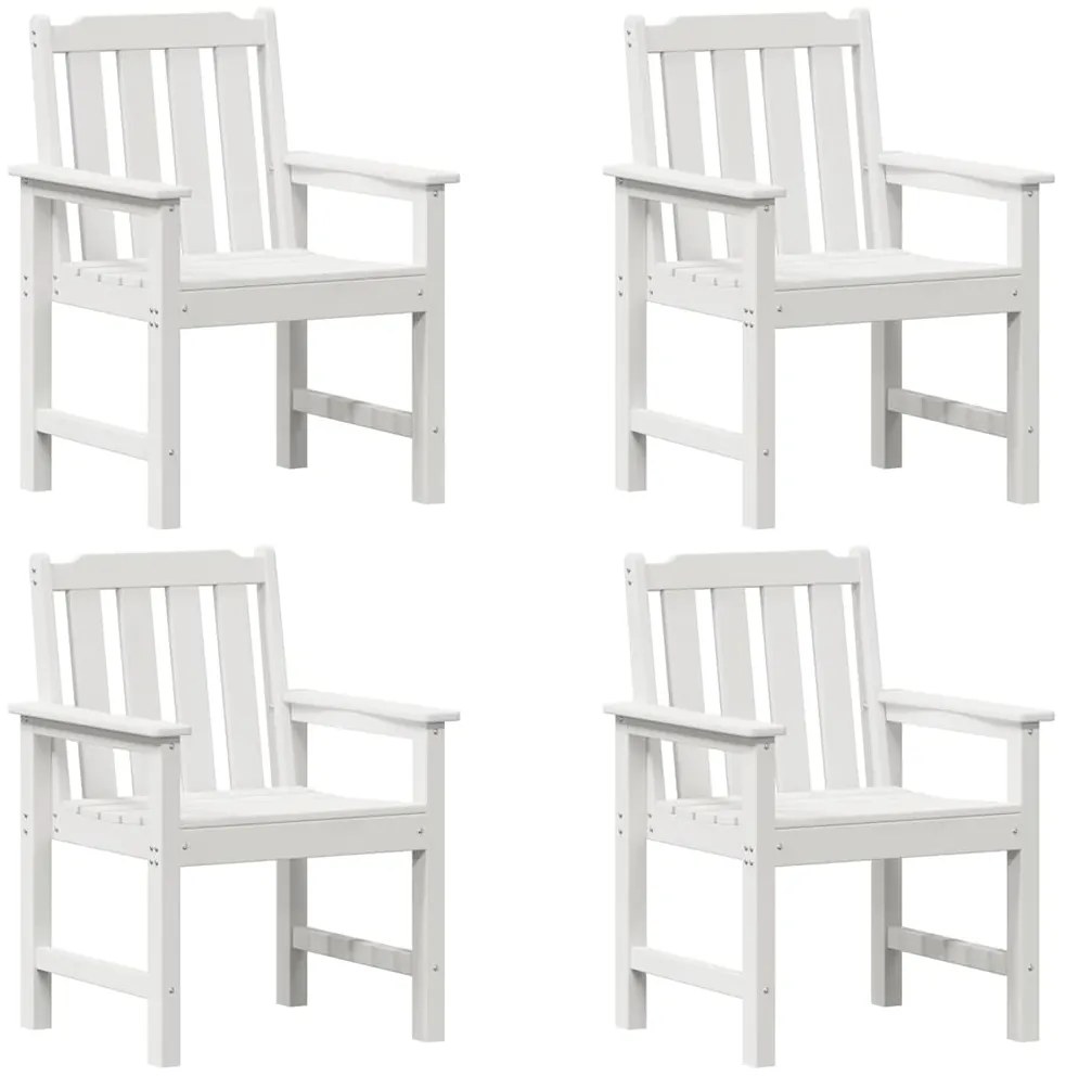 vidaXL 4 Καρέκλες Κήπου , λευκές, 65,5x55,5x88 εκ., από HDPE.