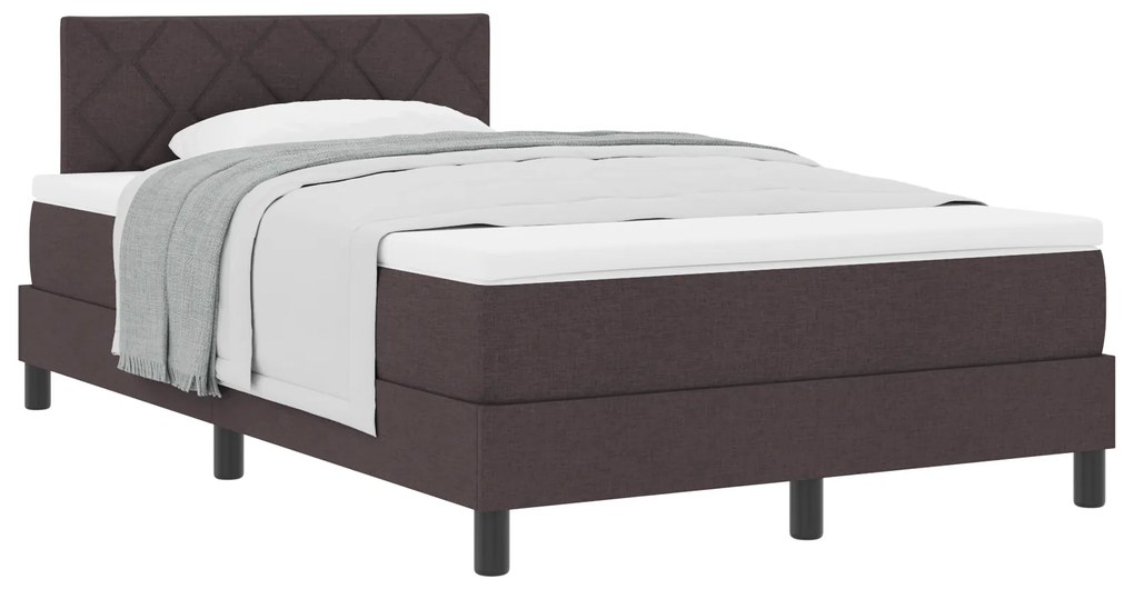 vidaXL Κρεβάτι με ελατήριο Σκούρο Καφέ 120x190 cm Ύφασμα