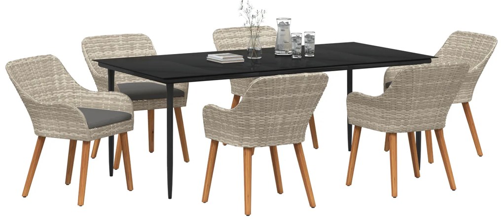 vidaXL Σετ τραπεζαρίας 7 pcs Ανοιχτό γκρι και Μαύρο Large