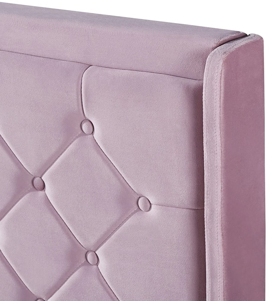 Κρεβάτι Διπλό ANNONA Ανοιχτό Ροζ Βελούδο (Στρώμα 160x200cm)