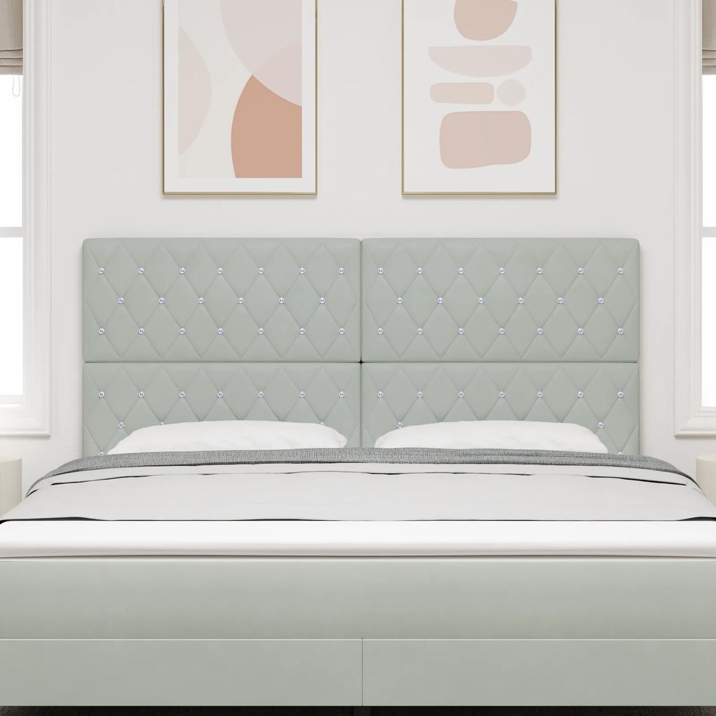 vidaXL Βελούδινο Κεφαλάρι Argyle Ανοιχτό γκρι 180 cm Βελούδο
