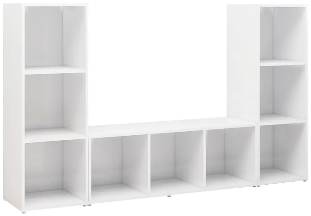 vidaXL Έπιπλα Τηλεόρασης 3 τεμ. Λευκά 107 x 35 x 37 εκ. Μοριοσανίδα