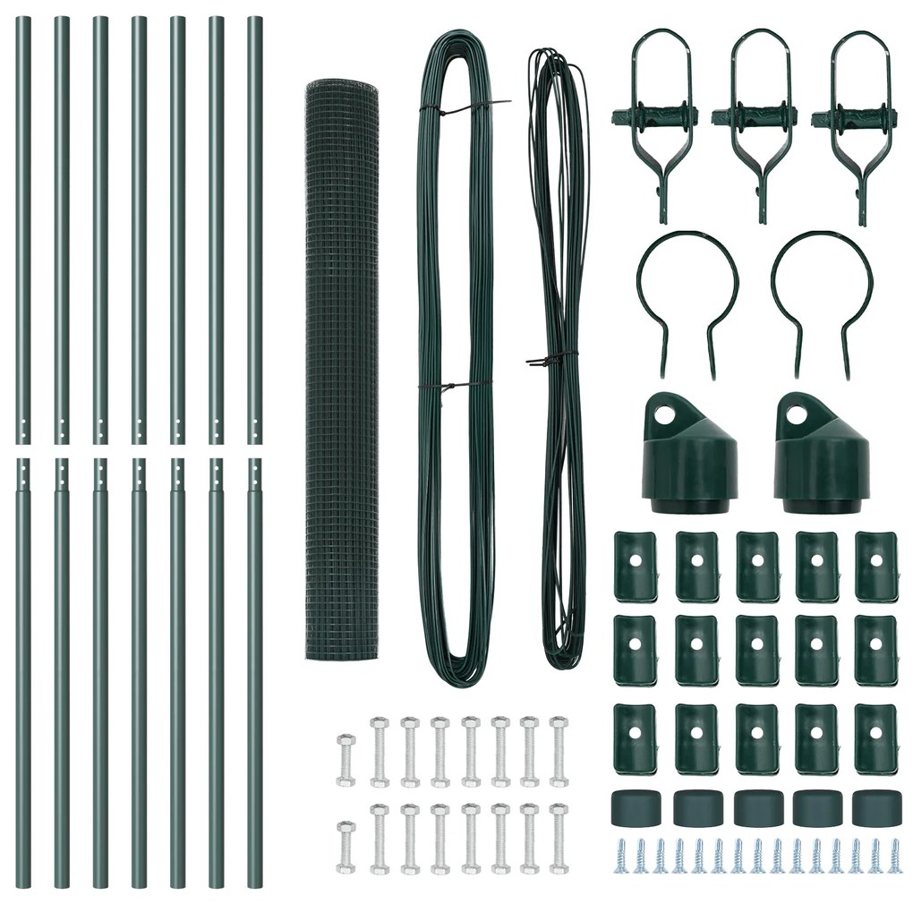 vidaXL Welded Wire Fence με 7 Στύλους Πράσινο 1.2x10 μ Ατσάλι