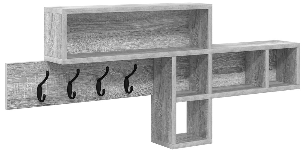 vidaXL Τοίχου Κρεμάστρα με ράφι Γκρι sonoma 100 x 12 x 43.5 εκ