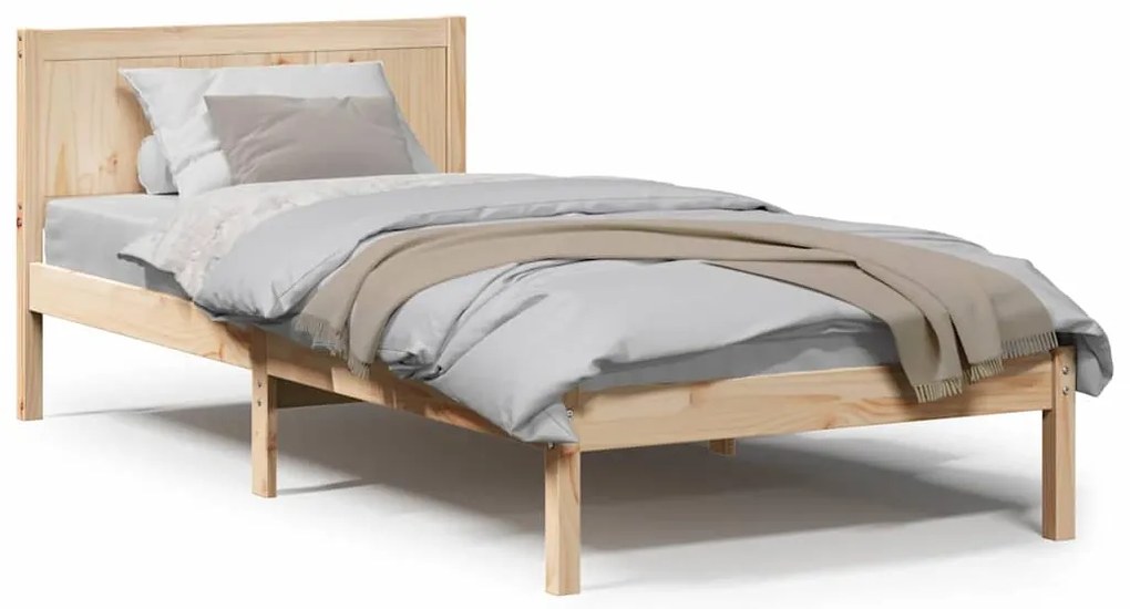 vidaXL Σκελετός Κρεβατιού Καφέ 90 x 190 cm Μασίφ ξύλο πεύκου