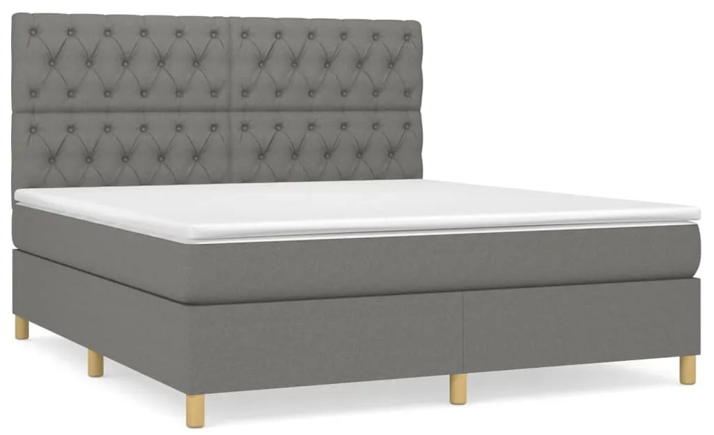 vidaXL Κρεβάτι Boxspring με Στρώμα Σκούρο Γκρι 160x200 εκ Υφασμάτινο