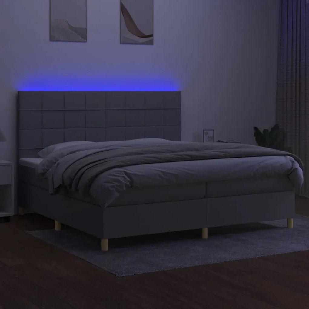 ΚΡΕΒΑΤΙ BOXSPRING ΜΕ ΣΤΡΩΜΑ &amp; LED ΑΝ.ΓΚΡΙ 200X200ΕΚ. ΥΦΑΣΜΑΤΙΝΟ 3135461