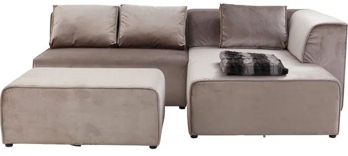 Καναπές Γωνία Infinity Velvet Δεξιός Μπεζ-Γκρι 310x185x71εκ - Γκρι